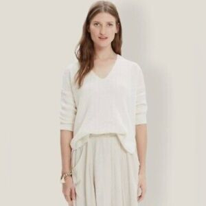 MADEWELL Oceanside Sweater Ivory Cream Pullover Knit VNeck J.Crew Casual Work